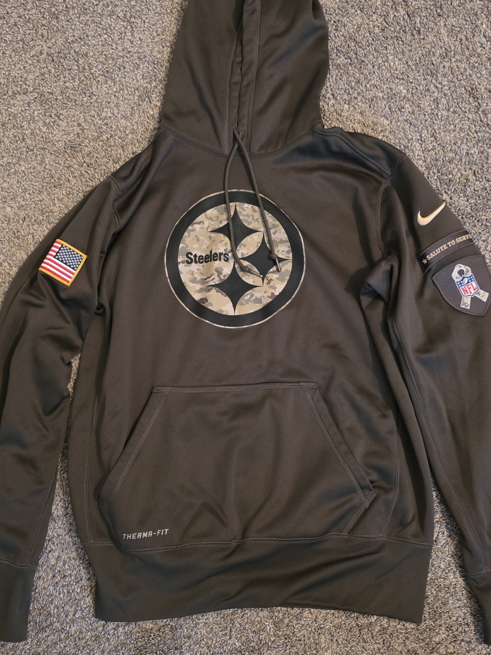 Nike Men’s Black Camo Pittsburgh Steelers Crewneck Hoodie